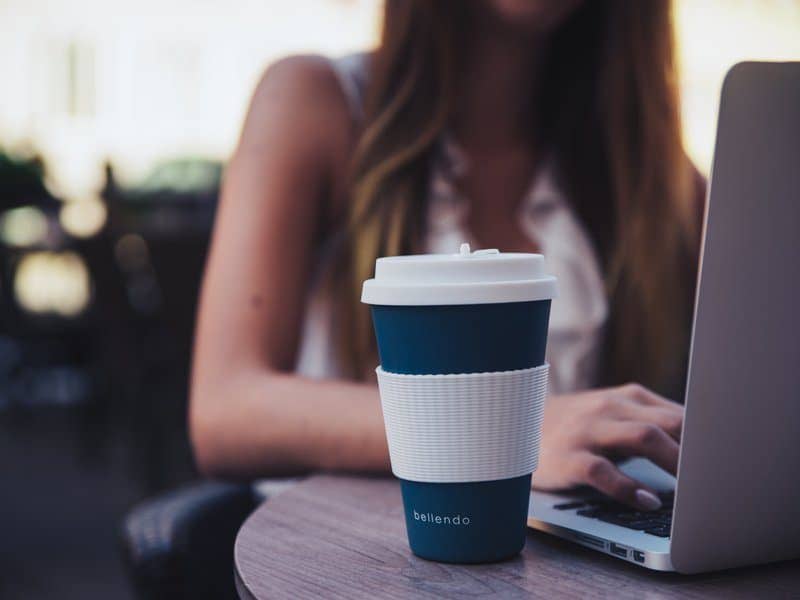 Coffee To Go Laptop Girl Freelance Remote